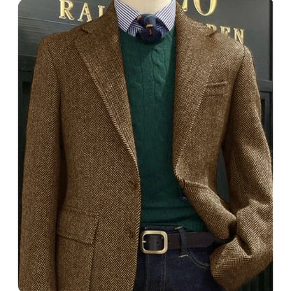 Elegant Mens Suit Jacket Herringbone Single Breasted Business Suit Blazer Casual Jacket Tailleur Fashion Slim Fit Comfortable