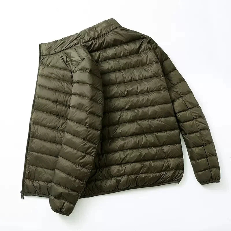 Autumn and Winter Fashion Ultra Light Duck Down Hooded Down Jacket Men's White Duck Down Feather Warm Coat Men's Street Clothing