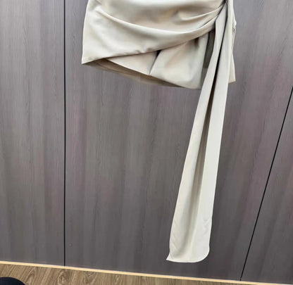 2026 Spring and Summer Design Sense Niche French Temperament Pleated Bow Streamer Hip Skirt for Women Ladies