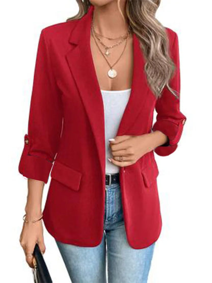 New Women's Blazers Long-sleeved Cardigan Single Button Simple Office Suit Top Commuting Fashion Versatile Basic Coats