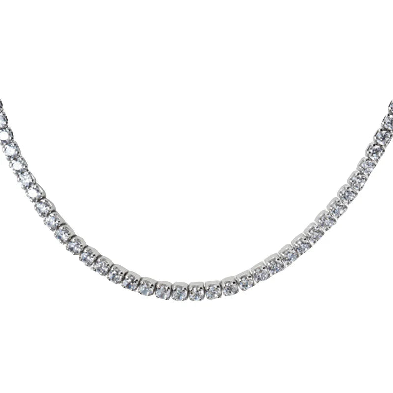 Genuien 925 Sterling Silver Dazzling Clear CZ Choker Necklace for Women Gift Adjustable Box Chain Original Fine Jewelry