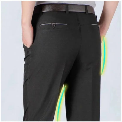 Mens Autumn Thick Summer Thin Business Pants Loose Male Pant High Waist Straight Trousers Casual Fashion Pant Plus Size 28-40