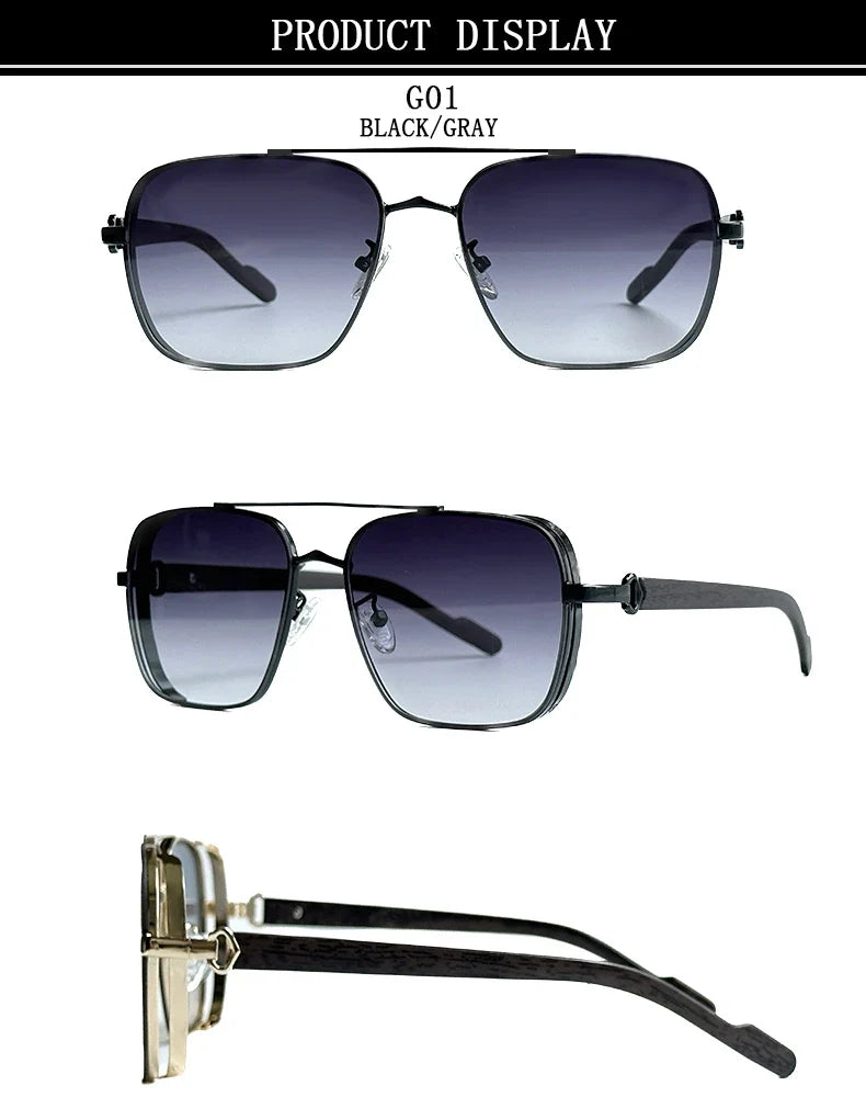 Luxe Sunglasses For Men Wooden Square Sunglasses Women Trendy Vintage Fashion Glasses Retro Trending Gafas De Sol Hombre Lunette