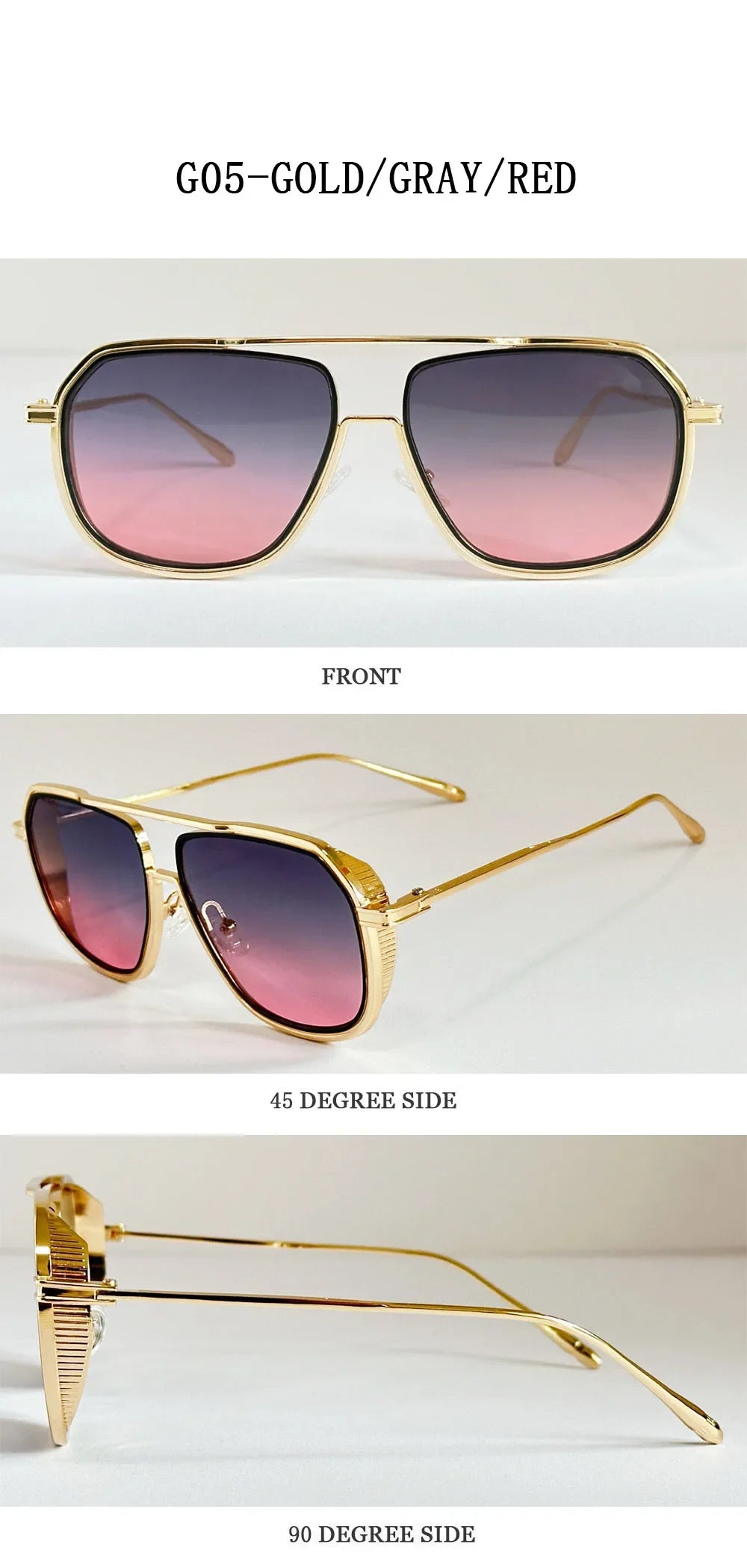 Fashion Sunglass Men Vintage Sunscreen Oversized Sunglasses Women Trendy Metal Glasses Gafas De Sol Hombre Lunette Soleil Femme