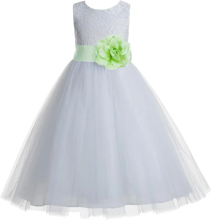 Ivory Floral Lace Heart Cutout Dress for Girls Junior Bridesmaid Pageant Gown Elegant Flower Girl Pageant Dresses
