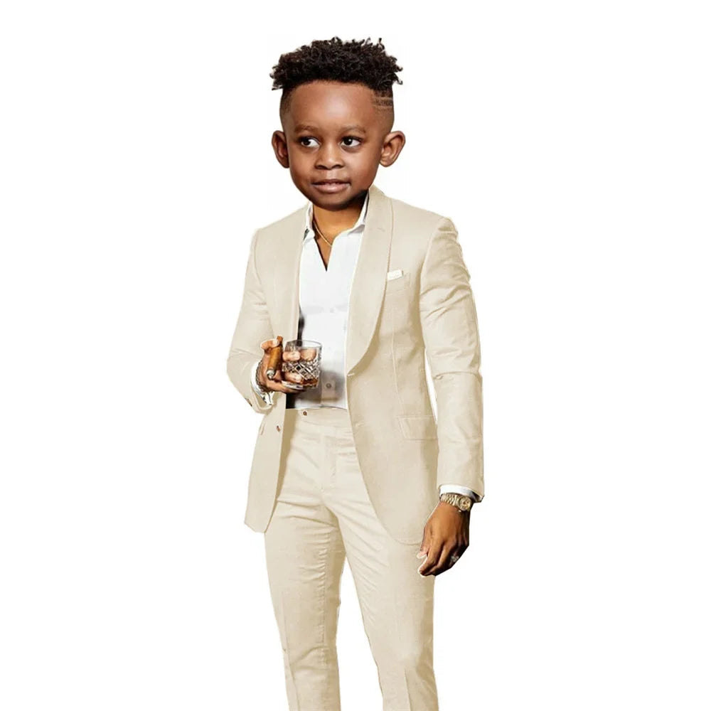 Many Colors Boys Regular Fit Suit Set 2 Pieces Jacket Pants Formal Banquet Outfit Handsome Comfortable Wedding Tuxedo For Kids