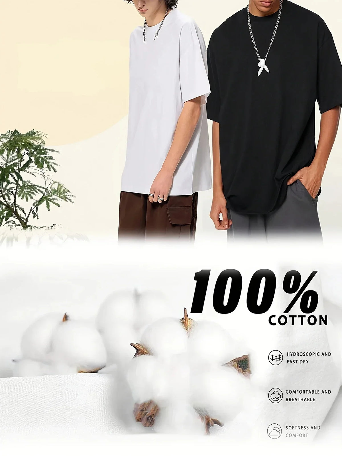 Men's Casual Cotton T-Shirt with Stylish J-Letter Print - Breathable, Comfort Fit for Spring & Summer Urban Fashion Tees for Men