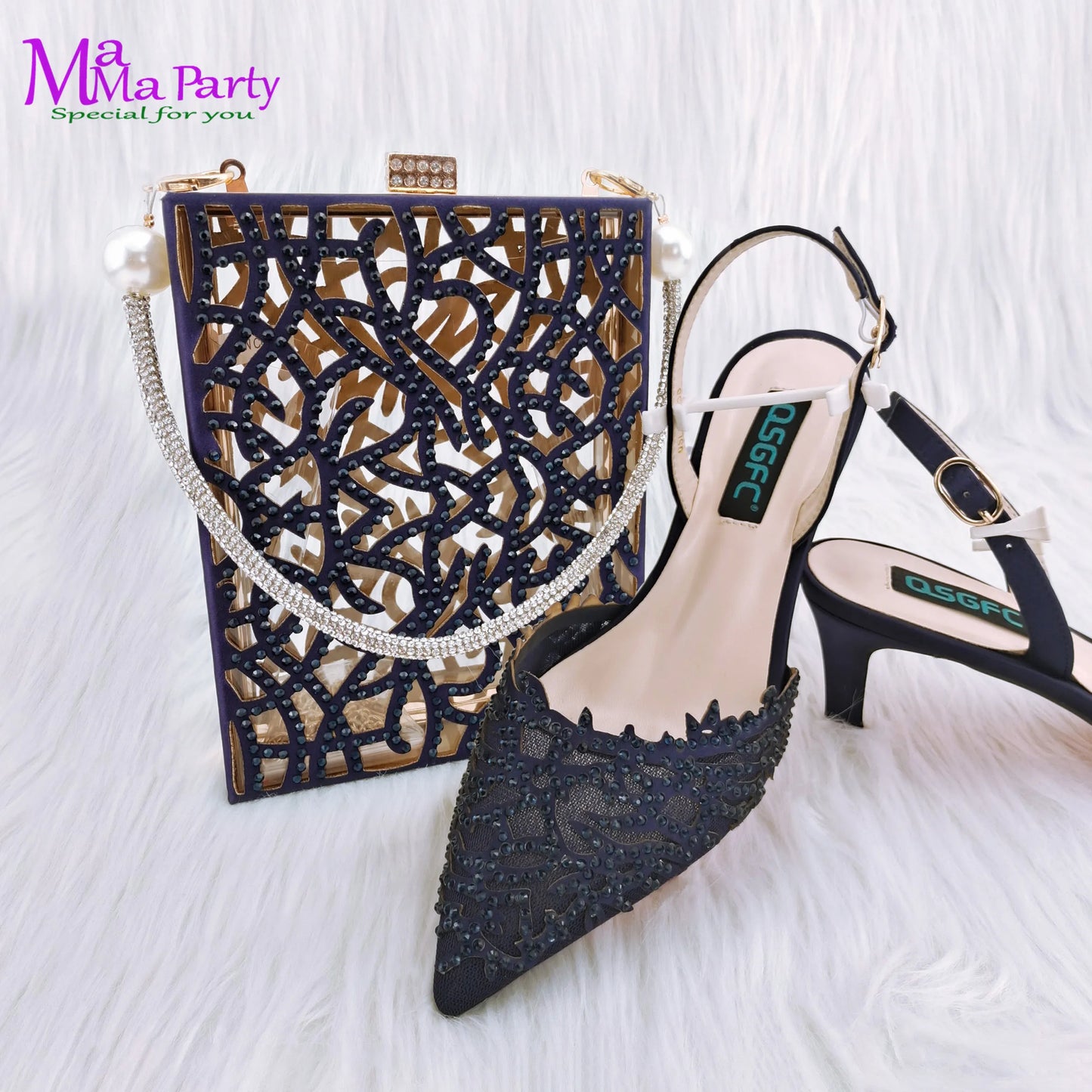 Classics Hollowing out Design 2024 Summer Autumn Italian Design Shoes and Bag Set in Orange  Color Mid Heels Comfortable for Par