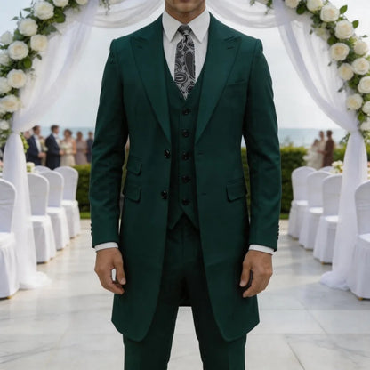Slim Fit 3 Pieces Formal Men Suits Long Jacket Custom Wedding Tuxedo Business Dress Outfit For Groom Party Wedding Formal Wear