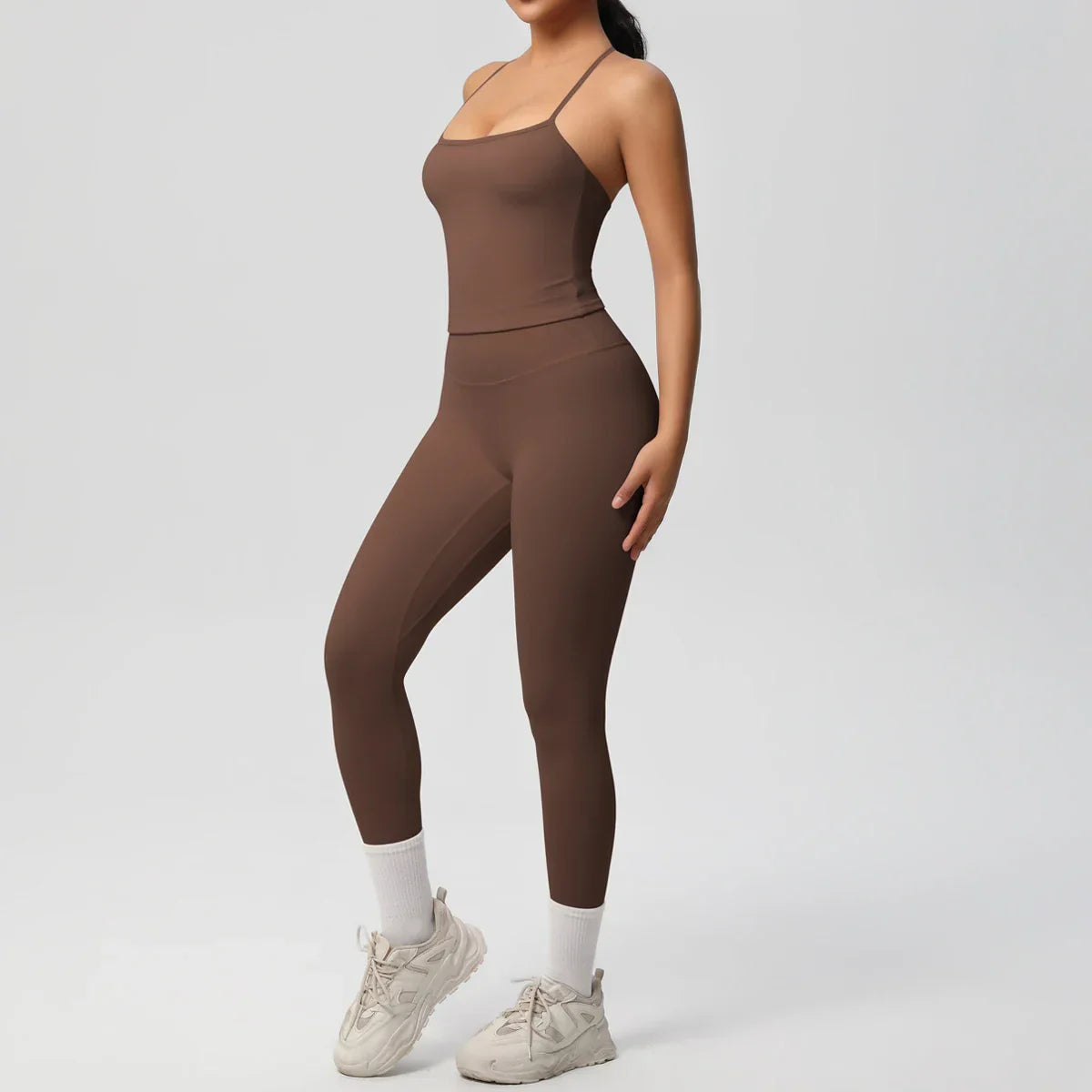 Halter Yoga Top Set Fitness Gym Suit Training Sleeveless Sport Gym Tops Crossover Back Sports Underwear  Tummy Control Slimming