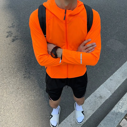 Unisex running jacket, cycling sport windbreaker, outdoor reflective long-sleeved quick-dry workout training wear