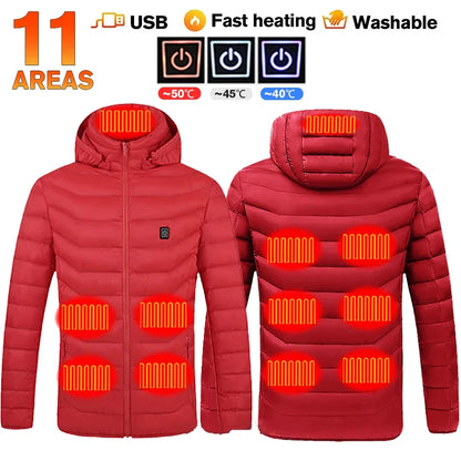 21 Areas Heated Jacket Women's Warm Vest USB Men's Heating Jacket  Waterproof Winter Heated Jackets Ski Clothing Coat Heated