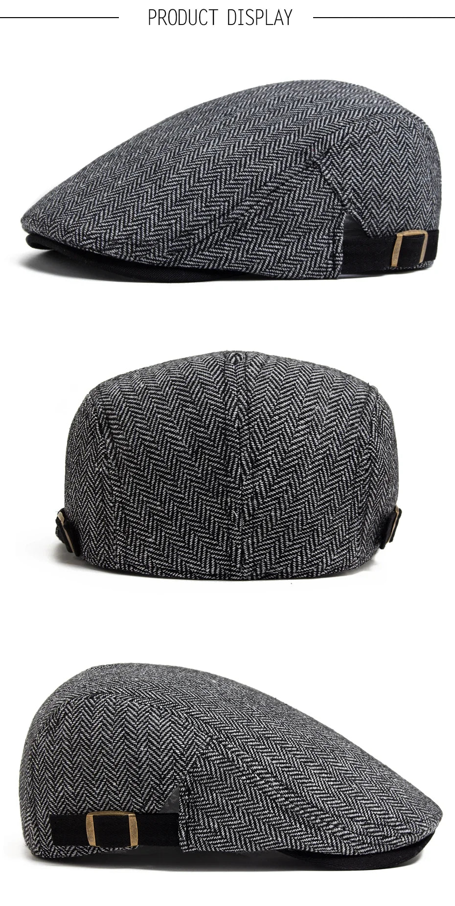 New Herringbone Vintage Beret Men Autumn Winter Casual Flat Visor Hat Berets Retro Fashion Newsboy Cap Men's Adjustable