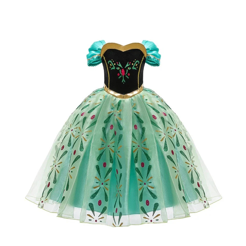 Full Printing Kids Cosplay Anna Princess Costume Fancy Birthday Carnival Party Prom Dress Toddler Role Play Clothing Outfits