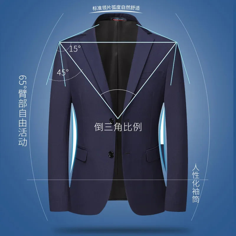2026 New Arrival Men's Solid Navy Blue  black Blazer Single Breasted Formal Suit Jacket