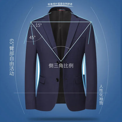 2026 New Arrival Men's Solid Navy Blue  black Blazer Single Breasted Formal Suit Jacket