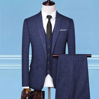 Mens Fashion Wedding Smart Casual 3 Piece Suit British Style High Quality Jacket Vest Trousers European American Banquet Look