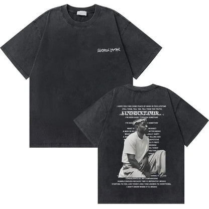 Washed Vintage Rapper Kendrick Lamar Good Kid Money Trees T-shirts Men Hip Hop Retro Oversized Tshirt Male Fashion Trend T Shirt