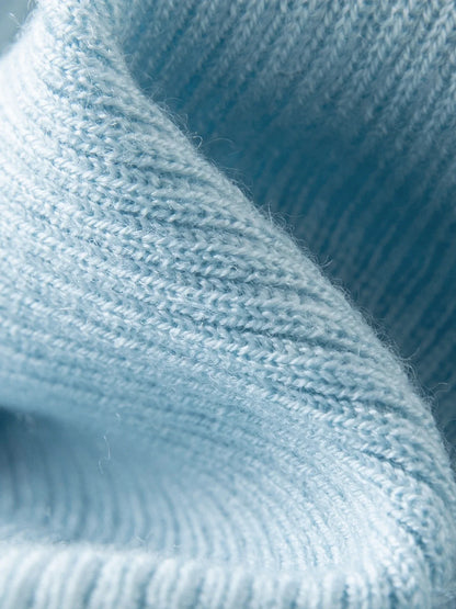 2026 Spring Women's Semi-High Neck Solid Wool Knit Sweater - Slim Fit Short Sleeve Simple Top for Casual Office Wear