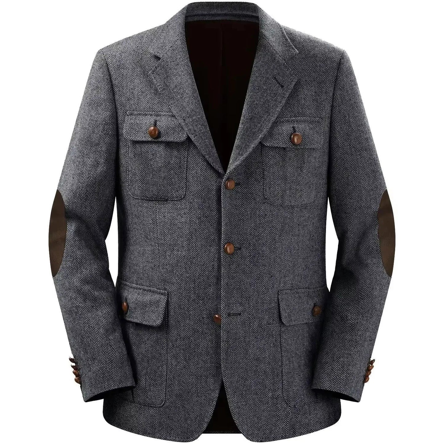 Men's Herringbone Hunting Jacket Casual 4 Pockets Fashion Design Vintage Tweed Blazers Blazer Single Breasted Comfortable Work