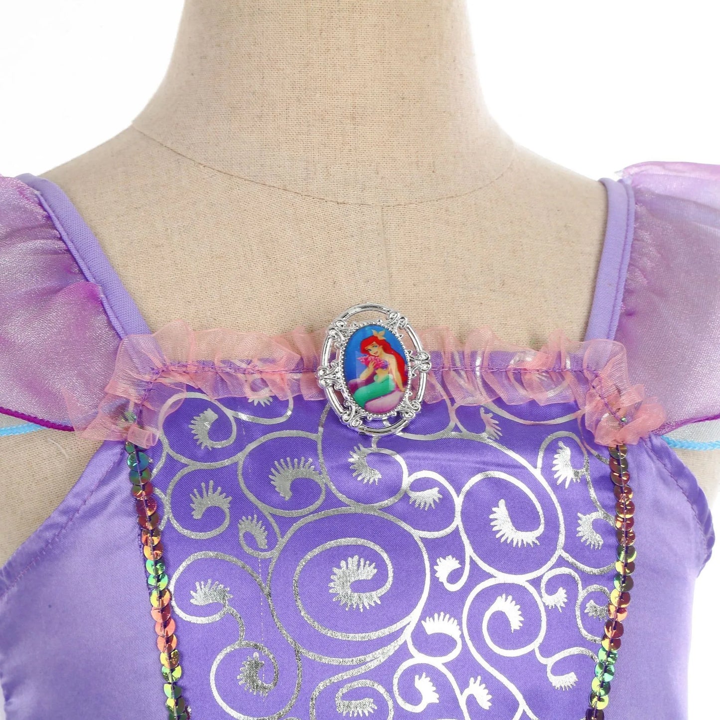 Halloween Little Mermaid Ariel Princess Costume Summer Purple Dress Girls Cosplay Mermaid Carnival Birthday Party Swimsuit Set