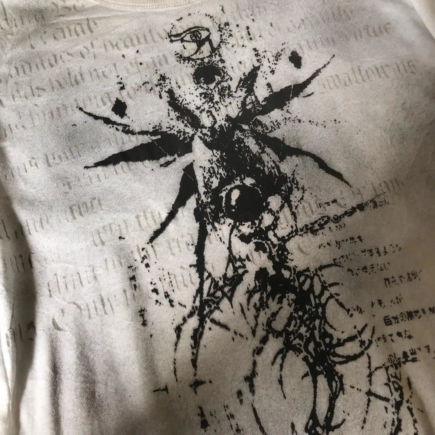 Y2K Men Harajuku Gothic Printing White Long Sleeve Punk Hip Hop T shirt Fashion Gothic Casual Pure Cotton Loose Tops Unisex
