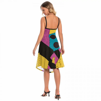 Halloween Nightmare Christmas Sally Dress Spaghetti Strap Women's Sexy Backless Dresses Patchwork Vestidos