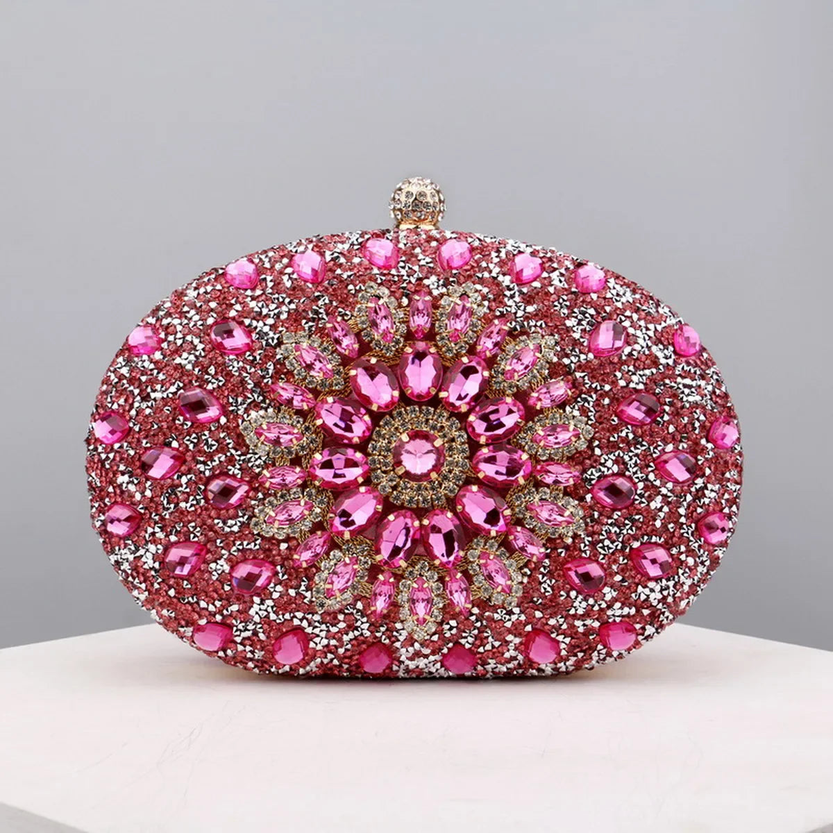 Flower Rhinestones Evening Bags Metal Prom Clutch Diamonds Clutch With Chain Shoulder Handbags Wedding Female Purse