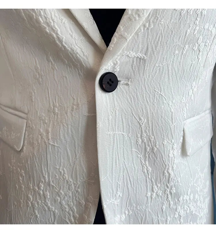 New Luxury Jacquard Floral Suit Jacket High Quality Men Business Slim Fit Casual Social Blazers Coats Formal Stage Prom Tuxedo