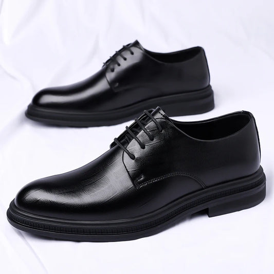 Men's Formal Leather Shoes Lace Up Breathable Non-slip Rubber Sole Lightweight Comfortable Dress Shoes Office & Special Occasion