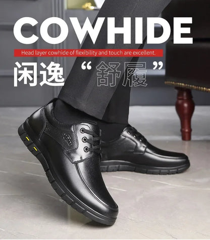 Men PU leather Casual Shoes Soft Sole Lace-up Luxury Brand Middle-aged Old Man Dad Lightweight Loafers Shoes  Zapatillas