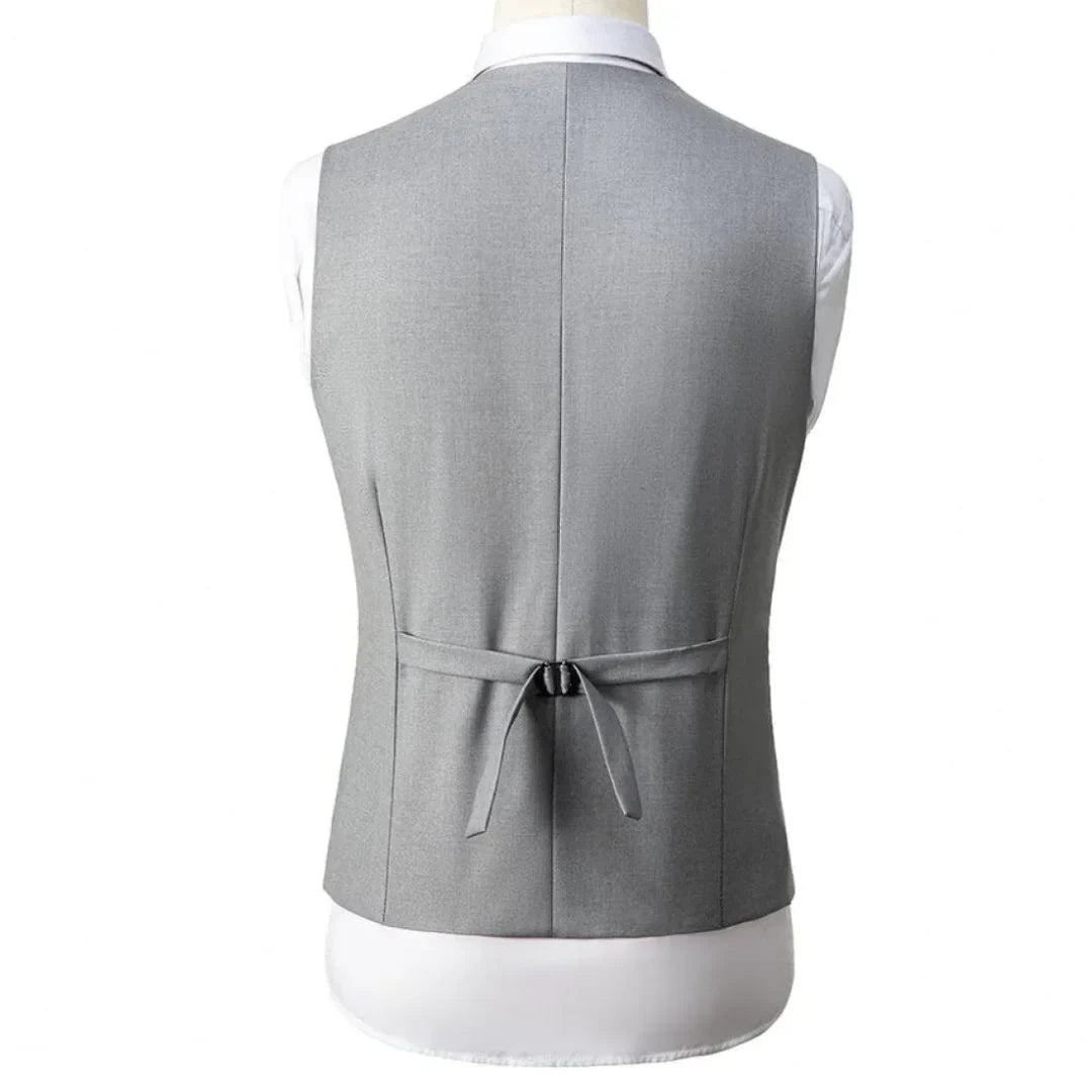 Men Vest Gray With Lapel Double Breasted Solid Waistcoat For Banquet Wedding Business Work Office Casual Daily Men Suit Vest