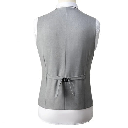 Men Vest Gray With Lapel Double Breasted Solid Waistcoat For Banquet Wedding Business Work Office Casual Daily Men Suit Vest
