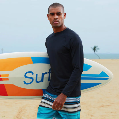 Men's Long Sleeve Swim Shirts Rashguard UPF 50+ UV Sun Protection Shirt Athletic Workout Running Hiking T-Shirt Swimwear