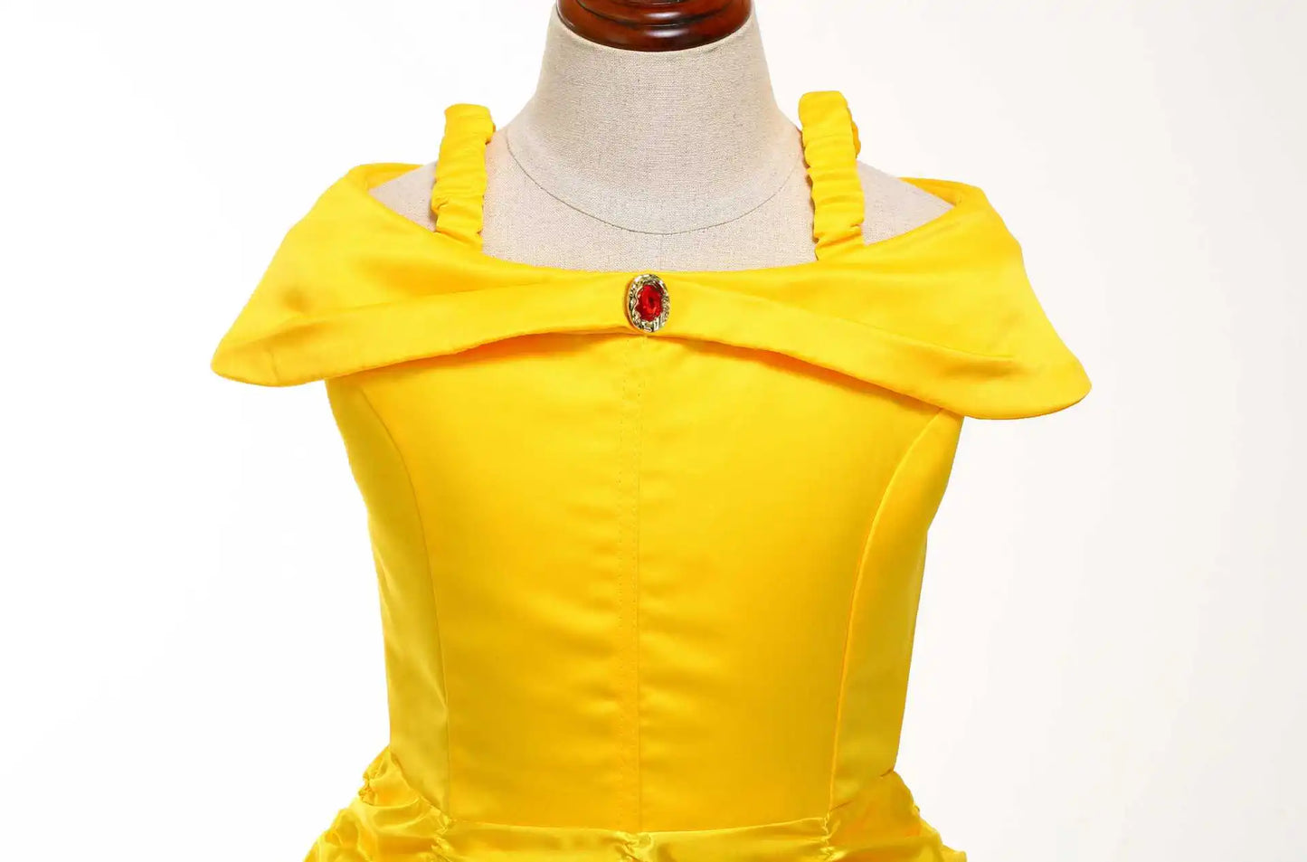Off Shoulder Yellow Princess Dress for Kids Girl Belle Role Playing Clothing Fancy Carnival Party Birthday Ball Gowns Halloween