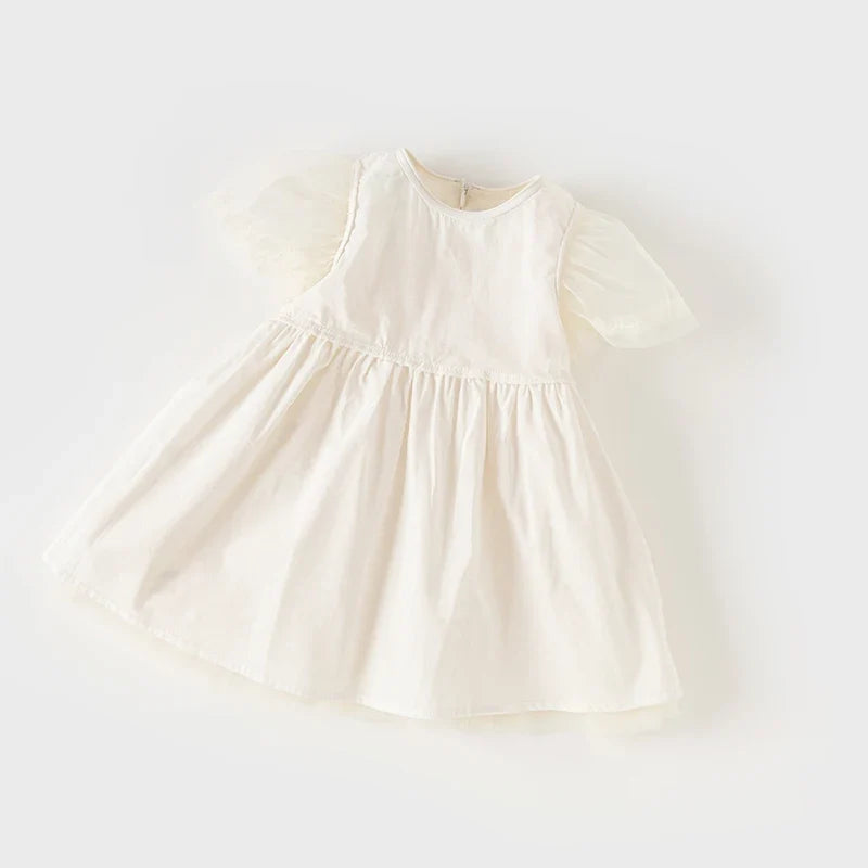 Children's Princess Dress for Girls 2025 New Summer Floral Puff Sleeves Mesh Charm Noble Cute Sweet Party DB2240549