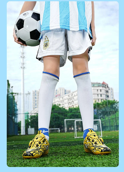 Kids Turf Soccer Cleats Children Football Shoes Breathable Lightweight Training Sneakers Non-Slip Athletic Sport Boots Boys Girl