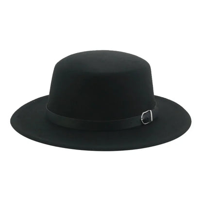 Felted Men Hats Solid Flat Top Belt Band Classic Simple Fedora Hats Khaki Camel Black White Red Casual Formal Dress Winter Hats