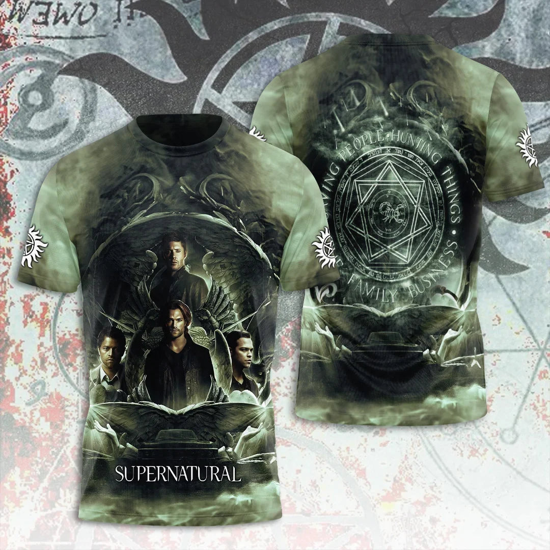 Summer Supernatural TV Series 3D Printing Tshirt Fashion Men Women Harajuku Short sleeve O-neck Tee Top Oversized Clothing