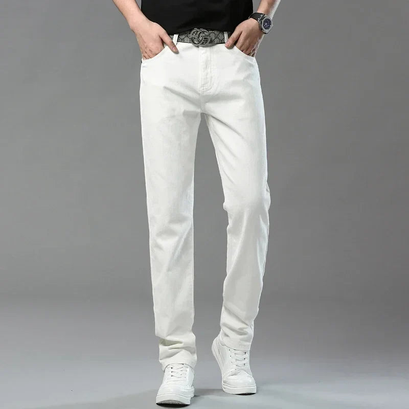Men's Slim Fit Pants Casual Colorful 2025 Spring New Straight Trousers Men Cotton Stretch Fashion Pants Red Yellow Pink Blue