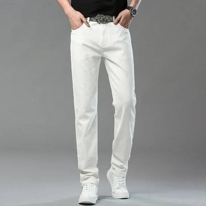Men's Slim Fit Pants Casual Colorful 2025 Spring New Straight Trousers Men Cotton Stretch Fashion Pants Red Yellow Pink Blue