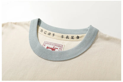 Summer New Couple Beach Tops  Fashion Casual Stitching Color Collar Tee Short Sleeve of Unisex Cotton Comfortable O-Neck T-shirt