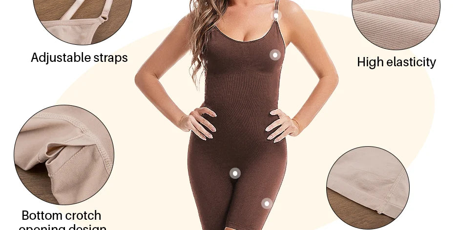 Seamless Women Bodysuit Butt Lifter Shapewear Waist Trainer Body Shaper Strappy-Back Chest Enhancing Corrective Underwear Corset