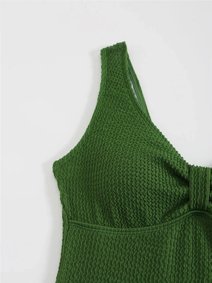 Slim V Neck Swimsuit Women 2025 New One Piece Vacation Swimwear Solid Bodysuit Female Bathers Swimming Monokini Summer Beachwear