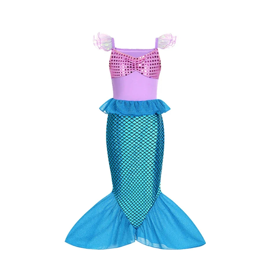 Summer Mermaid Dress Girls Kids Cosplay Dresses Princess Costume Perform Clothes Birthday Party Halloween Clothing