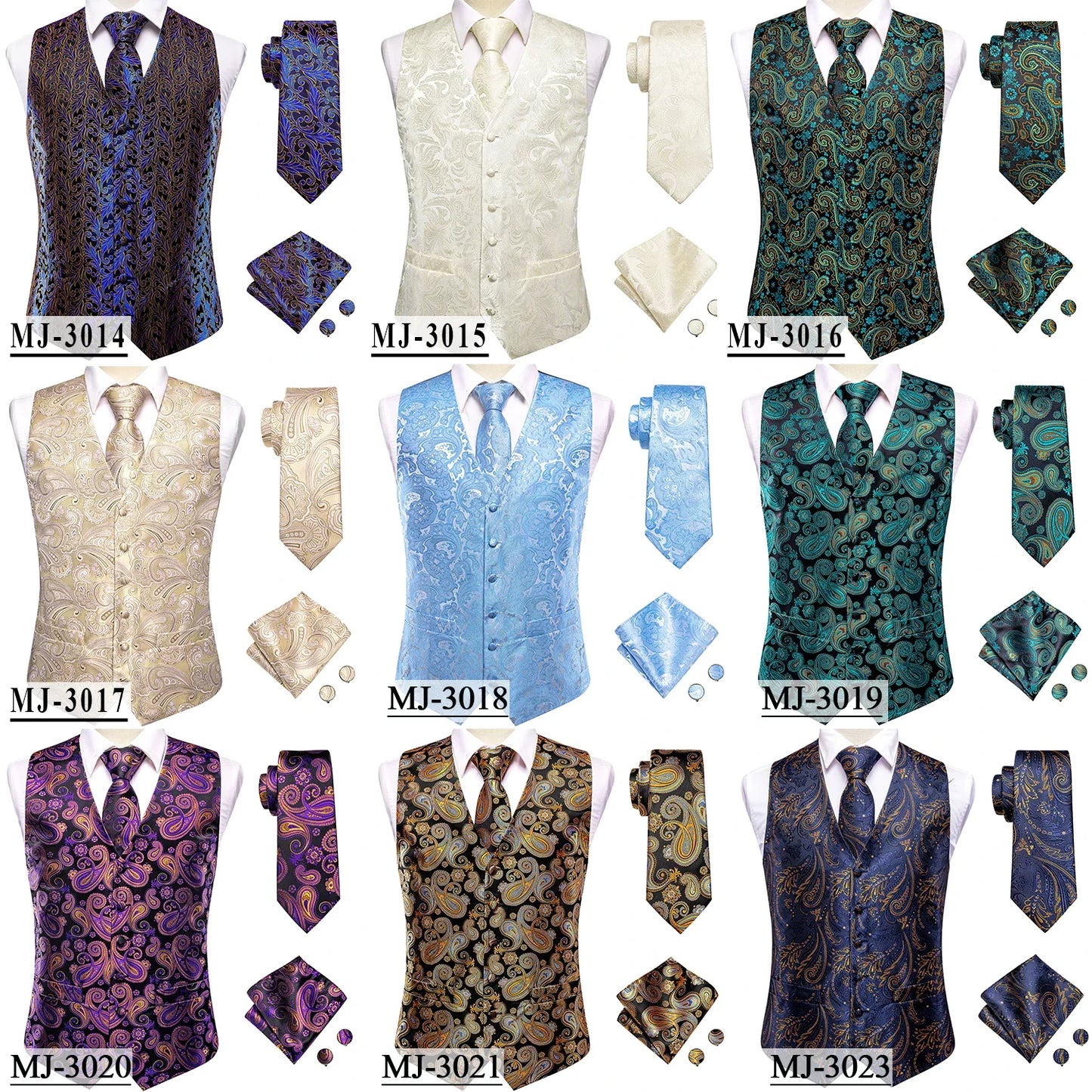 Wedding Coral Pink Mens Vest Silk Tie Set Adjustable Jacquard Waistcoat Jacket Necktie Hanky Cufflinks Formal Party Gifts