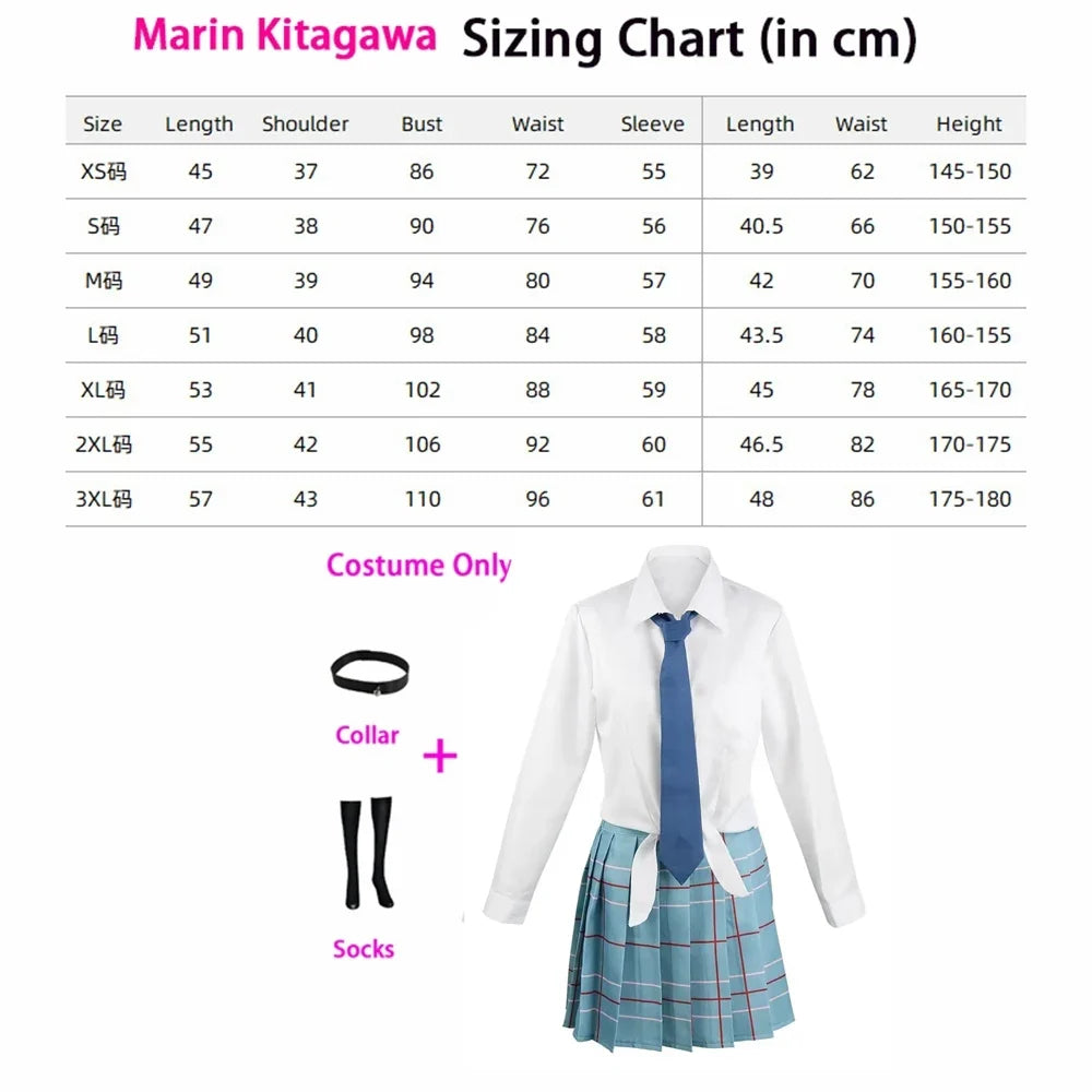 Marin Kitagawa Cosplay My Dress Up Darling JK School Uniform Dress Girls Maid Outfit Anime Cosplay Halloween Costume Wig Women