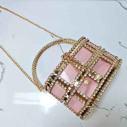 Ladies Rhinestone Evening Bag Fashionable Banquet Luxury Designer Handbag Metal Unique Bucket Versatile Women Tote Bag