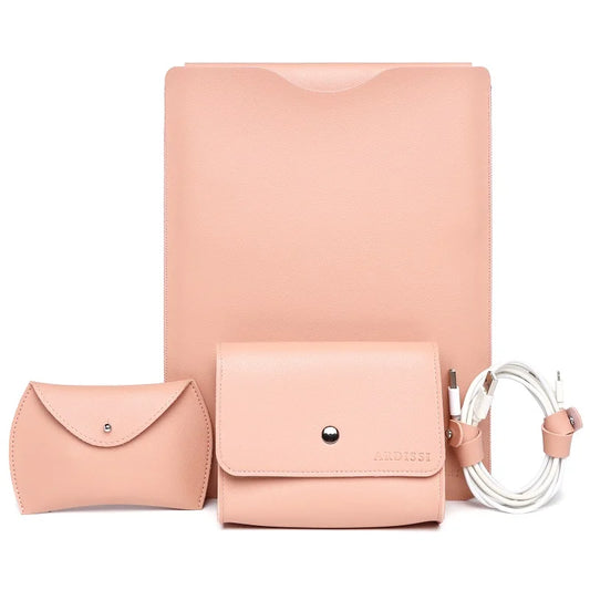 Laptop Sleeve Case Pouch for ( MacBook Mac Book iPad ) Air M1 M2 13 3 14 2 15 6 16 Pro 12 9 11 Inch Cover Bag Set Vegan Leather