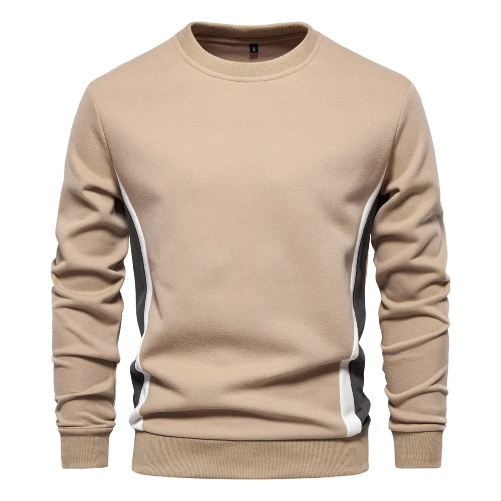 Mens Patckwork Cotton-blend Crew Neck Sweatshirts Fashion Casual Sport Round Neck Pullover Sweatshirt for Men